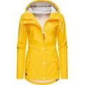 Regenjacke RAGWEAR "YM-Marge", Damen, Gr. L (40), gelb (dottergelb), Obermaterial: 100% Polyester, casual, tailliert Po-bedeckend, Langarm Ärmel ohne Ärmelschlitz normaler Saum, Jacken, stylische Übergangsjacke mit großer Kapuze