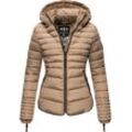 Winterjacke MARIKOO "Amber" Gr. L (40), grau (helltaupe) Damen Jacken Winterjacken stylische Steppjacke mit Teddyfutter