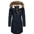 Winterjacke RAGWEAR "Tawny" Gr. L (40), blau (hellmarine), Damen, Außenmaterial: 65% Polyester, 35% Baumwolle, Innenfutter: 100% Polyester, Wattierung: 100% Polyester, Jacken, stylischer Winterparka mit großer Kapuze und Kunstfellkragen