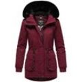 Wintermantel MARIKOO "Olessaa" Gr. M (38), rot (bordeaux), Damen, Obermaterial: 100% Baumwolle, Futter: 100% Polyester, Wattierung: 100% Polyester, Ärmelfutter: 100% Polyester, Kunstfell: 90% Polyacryl, 10% Polyester, Mäntel, Sportlicher Baumwoll-Parka für den Winter