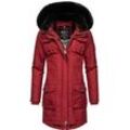 Wintermantel NAVAHOO "Tiniis", Damen, Gr. M (38), rot (blutrot), Oberstoff: 56% Nylon, 44% Polyester, Futter: 100% Polyester, Wattierung: 100% Polyester, Ärmelfutter: 100% Polyester, Kunstpelz: 90% Polyacryl, 10% Polyester, modisch, figurbetont ca. Mitte Oberschenkel, Mäntel, Parka mit abnehmbarer Kapuze und extra Einkaufstasche