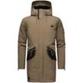 Wintermantel STONE HARBOUR "Ragaan" Gr. XXL (56), braun (dunkelbraun) Herren Mäntel modischer Winterparka mit Teddyfell Futter