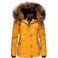 Winterjacke NAVAHOO "Zoja" Gr. S (36), gelb Damen Jacken stylische Steppjacke mit Kunstpelz Kapuze