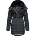 Winterjacke RAGWEAR "Ashanta Block" Gr. L (40), grau (dunkelgrau) Damen Jacken stylischer, gesteppter Winterparka mit gefütterter Kapuze