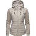 Outdoorjacke RAGWEAR "Sandrra" Gr. 4XL (48), weiß (bone) Damen Jacken Steppjacke aus modernem Materialmix mit Kapuze