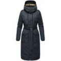 Wintermantel NAVAHOO "Hokulanii", Damen, Gr. L (40), blau (navy), Obermaterial: 100% Polyester, Futter: 100% Polyester, Wattierung: 100% Polyester, Ärmelfutter: 100% Polyester, casual, figurumspielend knielang, Mäntel, Langer Winter Damenmantel mit Taillengürtel