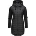 Steppmantel RAGWEAR "Lucinda Long" Gr. M (38), schwarz (black) Damen Mäntel Mantel aus modernem Materialmix mit Kapuze