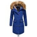 Wintermantel NAVAHOO "Rosinchen" Gr. S (36), blau (denim), Damen, Oberstoff: 100% Baumwolle, Futter: 100% Polyester, Wattierung: 100% Polyester, Ärmelfutter: 100% Polyester, Kunstpelz: 90% Polyacryl, 10% Polyester, Mäntel, stylischer Damen Winter Baumwollparka mit Kunstfell