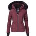 Steppjacke NAVAHOO "Adele" Gr. S (36), rot (weinrot) Damen Jacken hochwertige Winterjacke mit edler Kunstfell- Kapuze