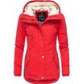Winterjacke MARIKOO "Bikoo" Gr. M (38), rot Damen Jacken Winterjacken sportliche Outdoor Baumwolljacke mit Kapuze