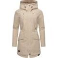 Regenmantel RAGWEAR "Begonia" Gr. L (40), beige (sand), Damen, Obermaterial: 100% Polyester, Innenfutter: 100% Polyester, Mäntel, Wasserdichter Damen Übergangsmantel mit großer Kapuze