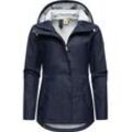 Regenjacke RAGWEAR "YM-Marge", Damen, Gr. 4XL (48), blau (hellmarine), Obermaterial: 100% Polyester; Innenfutter: 100% Polyester, casual, tailliert Po-bedeckend, Langarm Ärmel ohne Ärmelschlitz normaler Saum, Jacken, stylische Übergangsjacke mit großer Kapuze