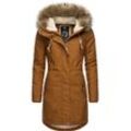 Winterjacke RAGWEAR "Tawny" Gr. L (40), gelb (ocker), Damen, Außenmaterial: 65% Polyester, 35% Baumwolle, Innenfutter: 100% Polyester, Wattierung: 100% Polyester, Jacken, stylischer Winterparka mit großer Kapuze und Kunstfellkragen