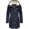 Winterjacke RAGWEAR "YM-Canny" Gr. M (38), blau (royalblau), Damen, Außenmaterial: 65% Polyester, 35% Baumwolle, Innenfutter: 100% Polyester, Wattierung: 100% Polyester, Jacken, stylischer Damen Kurzmantel Parka mit Kapuze