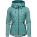 Outdoorjacke RAGWEAR "Lucinda" Gr. 4XL (48), blau (water) Damen Jacken Outdoorjacken Steppjacke aus modernem Materialmix mit Kapuze