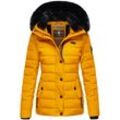 Steppjacke NAVAHOO "Milianaa" Gr. S (36), gelb Damen Jacken Edle Winterjacke mit weicher Kunstfell-Kapuze