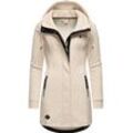 Sweatjacke RAGWEAR "Letty Intl." Gr. 4XL (48), beige, Damen, Obermaterial: 54% Polyester, 41% Baumwolle, 5% Viskose; Futter: Viskose, Sweatjacken Sportliche Kapuzenjacke mit Kunstleder-Elementen