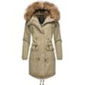 Wintermantel NAVAHOO "Rosinchen" Gr. M (38), grau (kieselgrau), Damen, Oberstoff: 100% Baumwolle, Futter: 100% Polyester, Wattierung: 100% Polyester, Ärmelfutter: 100% Polyester, Kunstpelz: 90% Polyacryl, 10% Polyester, Mäntel, stylischer Damen Winter Baumwollparka mit Kunstfell