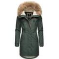 Winterjacke RAGWEAR "Tawny" Gr. M (38), grün (tannengrün), Damen, Außenmaterial: 65% Polyester, 35% Baumwolle, Innenfutter: 100% Polyester, Wattierung: 100% Polyester, Jacken, stylischer Winterparka mit großer Kapuze und Kunstfellkragen