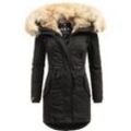 Wintermantel NAVAHOO "Bombii", Damen, Gr. L (40), schwarz, Oberstoff: 100% Baumwolle, Futter: 100% Polyester, Wattierung: 100% Polyester, Ärmelfutter: 100% Polyester, Kunstpelz: 90% Polyacryl, 10% Polyester, clean, modisch, tailliert Po-bedeckend, Langarm Ärmel ohne Ärmelschlitz Rippstrickbündchen, Mäntel, stylischer Damen Winterparka mit Kunstfell-Kapuze