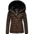 Steppjacke NAVAHOO "Milianaa" Gr. S (36), braun (dunkelbraun) Damen Jacken Edle Winterjacke mit weicher Kunstfell-Kapuze