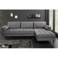 Elegantes Ecksofa COZY VELVET 260cm grau Samt Federkern 3-Sitzer