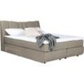 Boxbett INOSIGN "Hailey", grau (platinum), B:167cm L:222cm, Komplettbetten, Boxspringbett, neues Kopfteil- aufwendig gepolstert