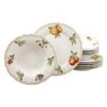 Tafelservice CREATABLE "Teller Set, Geschirr-Set Flora Orchard" Geschirr-Sets Gr. 12 tlg., bunt (weiß, bunt) Tafelservice Service, Früchtedekor, 12 Teile, für 6 Personen