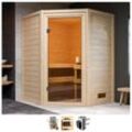 Sauna WELLTIME "Anni", beige (naturbelassen), Saunaofen, integrierte Steuerung, 3,6 kW, Saunen, 3,6-kW-Plug & Play Ofen mit int. Steuerung