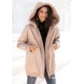 Wendejacke BUFFALO Gr. 36, beige, Damen, Web, Obermaterial: 100% Polyester. Futter: 100% Polyester, unifarben, Jacken, mit großer Kapuze und Taschen, Übergangsjacke, leicht Oversize