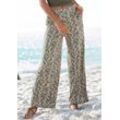 Jerseyhose BUFFALO, Damen, Gr. 34, N-Gr, bunt (khaki, sand bedruckt), Jersey, Obermaterial: 100% Viskose, bedruckt, modisch, figurumspielend lang, Hosen, mit Alloverdruck in Paperbag-Optik, Wide-Leg