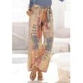 Palazzohose BUFFALO, Damen, Gr. 34, N-Gr, bunt (orange, blau, bedruckt), Web, Obermaterial: 100% Viskose, bedruckt, modisch, figurumspielend lang, Hosen Palazzohose, mit Animalprint und elastischem Bund, Schlupfhose, Stoffhose