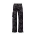 Cargohose ALPHA INDUSTRIES "Alpha Industries Men - Pants Jet Pant Camo", Herren, Gr. 28, Normalgrößen, schwarz (schwarz camo), Obermaterial: 100% Baumwolle, Futter: 100% Baumwolle, Hosen