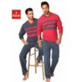 Pyjama LE JOGGER "Schlafanzug für Herren" Gr. 44/46 (S), bunt (rot, grau), Herren, Obermaterial: 100% Baumwolle, unifarben mit Farbeinsätzen, Homewear-Sets, aus 100% Baumwolle