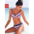 Bügel-Bikini S.OLIVER, Damen, Gr. 36, Cup G, bunt (blau, rot, gestreift), Polyamid, quergestreift, gestreift, Bikini-Sets, mit maritemen Streifen