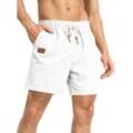 JMIERR Shorts Herren Sommer Beach Shorts - Casual Leinen Kurze Hosen Baumwolle (Shorts) Elastikbund mit Tunnelzug, weiß