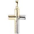 Kreuz-Anhänger JOBO "Anhänger Kreuz" Schmuckanhänger Gr. Gelbgold 333, goldfarben (gelbgold 333) Damen 333 Gold bicolor mit 12 Zirkonia