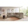 Ecksofa PLACES OF STYLE "Cardoso L-Form", beige, B:260cm H:90cm T:230cm, Luxus-Microfaser ALTARA NUBUCK (100% Polyester), Luxus-Microfaser weich (90% Polyester, 10% Polyamid), Struktur (52%Polyester, 35% Acryl, 13%Cotton), Luxus-Microfaser Lederoptik (100% Polyester), Sofas, mit Trapezecke für mehr Sitzkomfort, wahlweise auch mit Bettfunktion