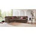 Ecksofa PLACES OF STYLE "Cardoso L-Form", braun, B:260cm H:90cm T:230cm, Luxus-Microfaser ALTARA NUBUCK (100% Polyester), Luxus-Microfaser weich (90% Polyester, 10% Polyamid), Struktur (52%Polyester, 35% Acryl, 13%Cotton), Luxus-Microfaser Lederoptik (100% Polyester), Sofas, mit Trapezecke für mehr Sitzkomfort, wahlweise auch mit Bettfunktion