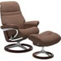 Relaxsessel STRESSLESS "Sunrise", braun (schwarz beige q2 faron), B:83cm H:105cm T:74cm, Leder BATICK: BATICK ist ein leicht korrigiertes, durchgefärbtes und genarbtes Möbelleder, bei dem die meisten Unebenheiten und Spuren in der Regel entfernt wurden., Leder PALOMA: PALOMA ist ein durchgefärbtes Semianilin-Möbelleder mit natürlicher Narbung., ROHLEDER Stoff Q2 FARON: Ein fester zuverlässiger Bou