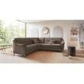 Ecksofa PLACES OF STYLE "Cardoso L-Form", braun (cappuccino), B:260cm H:90cm T:230cm, Luxus-Microfaser ALTARA NUBUCK (100% Polyester), Luxus-Microfaser weich (90% Polyester, 10% Polyamid), Struktur (52%Polyester, 35% Acryl, 13%Cotton), Luxus-Microfaser Lederoptik (100% Polyester), Sofas, mit Trapezecke für mehr Sitzkomfort, wahlweise auch mit Bettfunktion