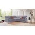 Ecksofa PLACES OF STYLE "Cardoso L-Form", grau, B:260cm H:90cm T:230cm, Luxus-Microfaser ALTARA NUBUCK (100% Polyester), Luxus-Microfaser weich (90% Polyester, 10% Polyamid), Struktur (52%Polyester, 35% Acryl, 13%Cotton), Luxus-Microfaser Lederoptik (100% Polyester), Sofas, mit Trapezecke für mehr Sitzkomfort, wahlweise auch mit Bettfunktion