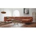 Wohnlandschaft ANDAS "Nordfyn U-Form", braun (cognac), B:323cm H:81cm T:239cm, Luxus-Microfaser Lederoptik (100% Polyester), Struktur weich (100% Polyester), 100% NaturLEDER, Sofas, edles Design in 3 Bezugsqualitäten, Design by Morten Georgsen