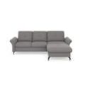 Ecksofa PLACES OF STYLE "Calando L-Form", grau, B:258cm H:91cm T:165cm, 100% Polyester, Sofas, wahlweise mit Bettfunktion, Bettkasten und Armteilfunktion