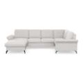 Wohnlandschaft PLACES OF STYLE "Calando U-Form", silber, B:326cm H:91cm T:188cm, 98% Polyester 2% Polyamid, Sofas, wahlweise mit Bettfunktion, Bettkasten und Armteilfunktion