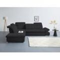 Ecksofa COTTA "Holiday L-Form", schwarz, Sofas, B/H/T: 310cm x 86cm x 265cm, Microfaser, Ottomane links, mit Bettfunktion-mit Schubkasten-mit Kopfteilverstellung-mit Armteilverstellung-mit Sitztiefenverstellung, 100% Polyester Sitztiefenverstellung, wahlweise mit Bettfunktion inkl. Bettkasten