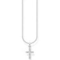 Kette mit Anhänger THOMAS SABO "Kreuz pavé, KE2069-051-14-L45V" Halsketten Gr. 45, Silber 925 (Sterlingsilber), bunt (silberfarben, weiß) Damen mit Zirkonia (synth.)