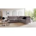 Ecksofa PLACES OF STYLE "Cardoso L-Form", grau, B:260cm H:90cm T:230cm, Luxus-Microfaser ALTARA NUBUCK (100% Polyester), Luxus-Microfaser weich (90% Polyester, 10% Polyamid), Struktur (52%Polyester, 35% Acryl, 13%Cotton), Luxus-Microfaser Lederoptik (100% Polyester), Sofas, mit Trapezecke für mehr Sitzkomfort, wahlweise auch mit Bettfunktion