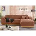 Ecksofa HOME AFFAIRE "Terry L-Form", braun (cognac), B:274cm H:75cm T:165cm, Struktur fein ( 100% Polyester), Filzoptik (100% Polyester), Luxus-Microfaser (100% Polyester), Luxus-Microfaser Vintageoptik 100% Polyester, Sofas, Ecksofa Möbel Polstermöbel, mit offener Kedernaht und Holzuntergestell