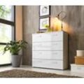 Kommode BMG MÖBEL "Monaco", weiß (weiß, weiß hochglanz), B:88cm H:91cm T:32cm, Sideboards, Breite 88 cm